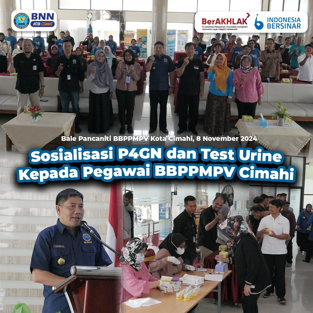 Implementasi INPRES 2 Tahun 2020 BBPPMPV BMTI bersinergi dengan BNNK Cimahi lakukan Sosialisasi P4GN dan Deteksi Dini Melalui Tes Urine Implementasi INPRES 2 Tahun 2020 BBPPMPV BMTI bersinergi dengan BNNK Cimahi lakukan Sosialisasi P4GN dan Deteksi Dini Melalui Tes Urine