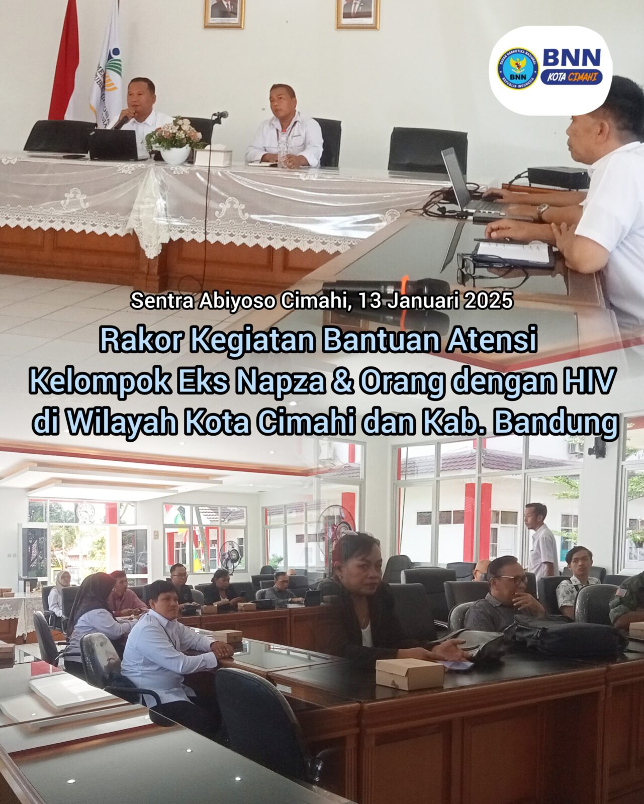 BNNK CIMAHI HADIRI RAKOR BANTUAN ATENSI KELOMPOK EKS NAPZA DAN ORANG DENGAN HIV DI WILAYAH KOTA CIMAHI DAN KAB. BANDUNG BNNK CIMAHI HADIRI RAKOR BANTUAN ATENSI KELOMPOK EKS NAPZA DAN ORANG DENGAN HIV DI WILAYAH KOTA CIMAHI DAN KAB. BANDUNG